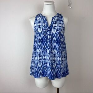 Joie Shirt Womens Extra Small Sleeveless Blouse Top Silk Coastal Aruna Ikat Blue